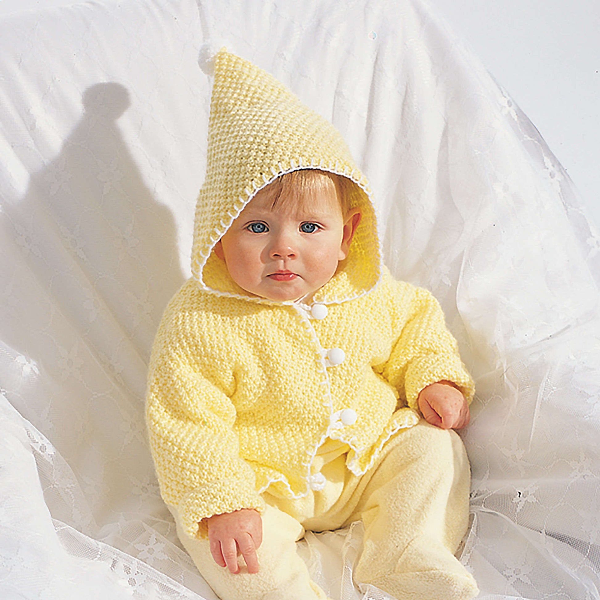 Free Bernat Hooded Baby Jacket Knit Pattern