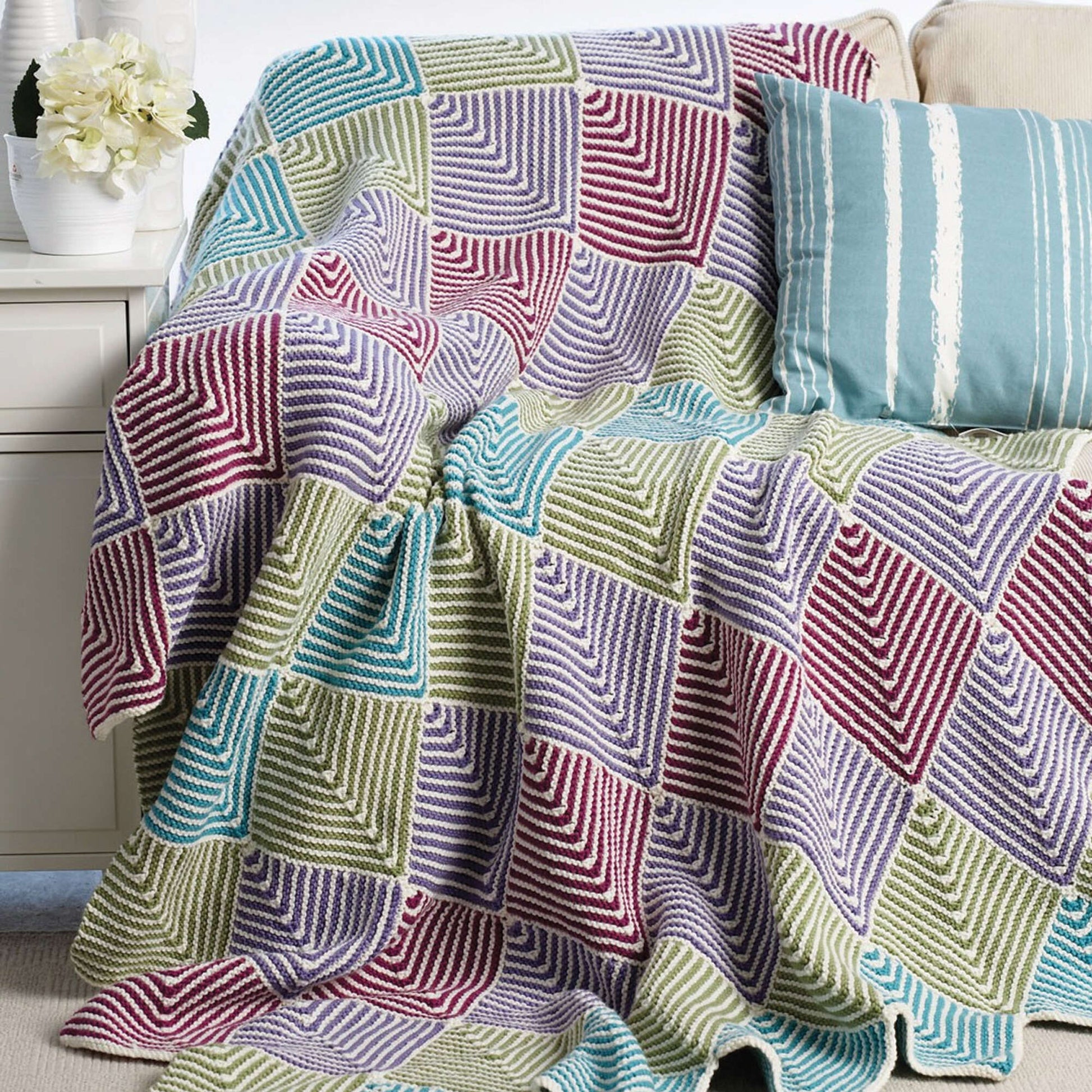 Free Bernat Mitered Knit Blanket Pattern