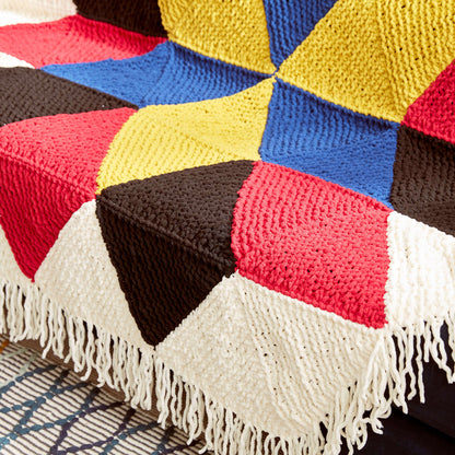 Bernat Hexagonal Starburst Knit Afghan Knit Blanket made in Bernat Blanket yarn