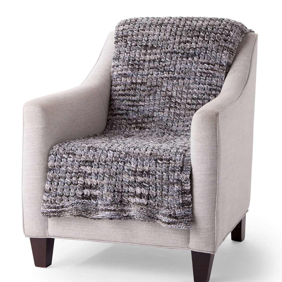 Knit Blanket made in Bernat Crushed Velvet yarn