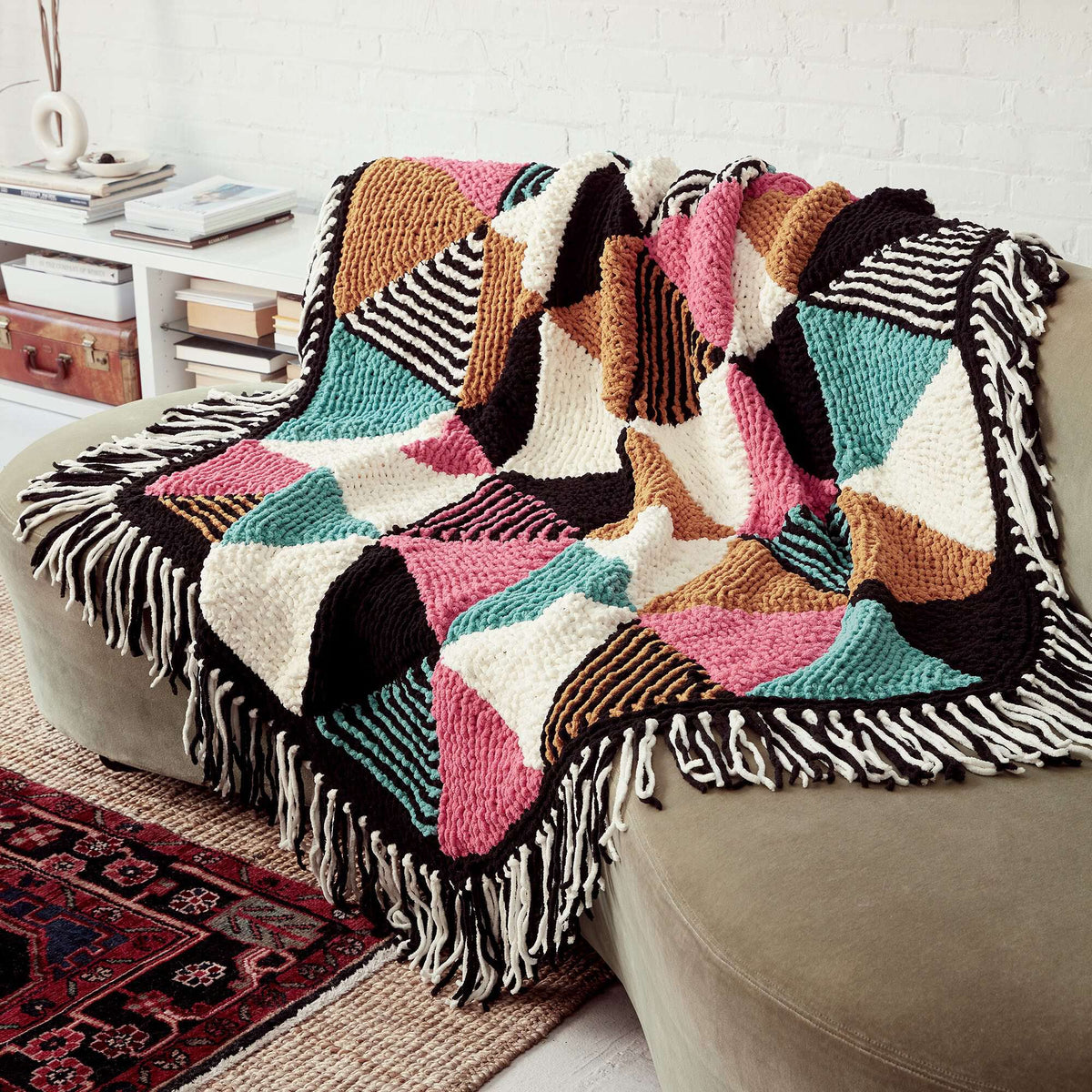 Knit Blanket made in Bernat Blanket yarn