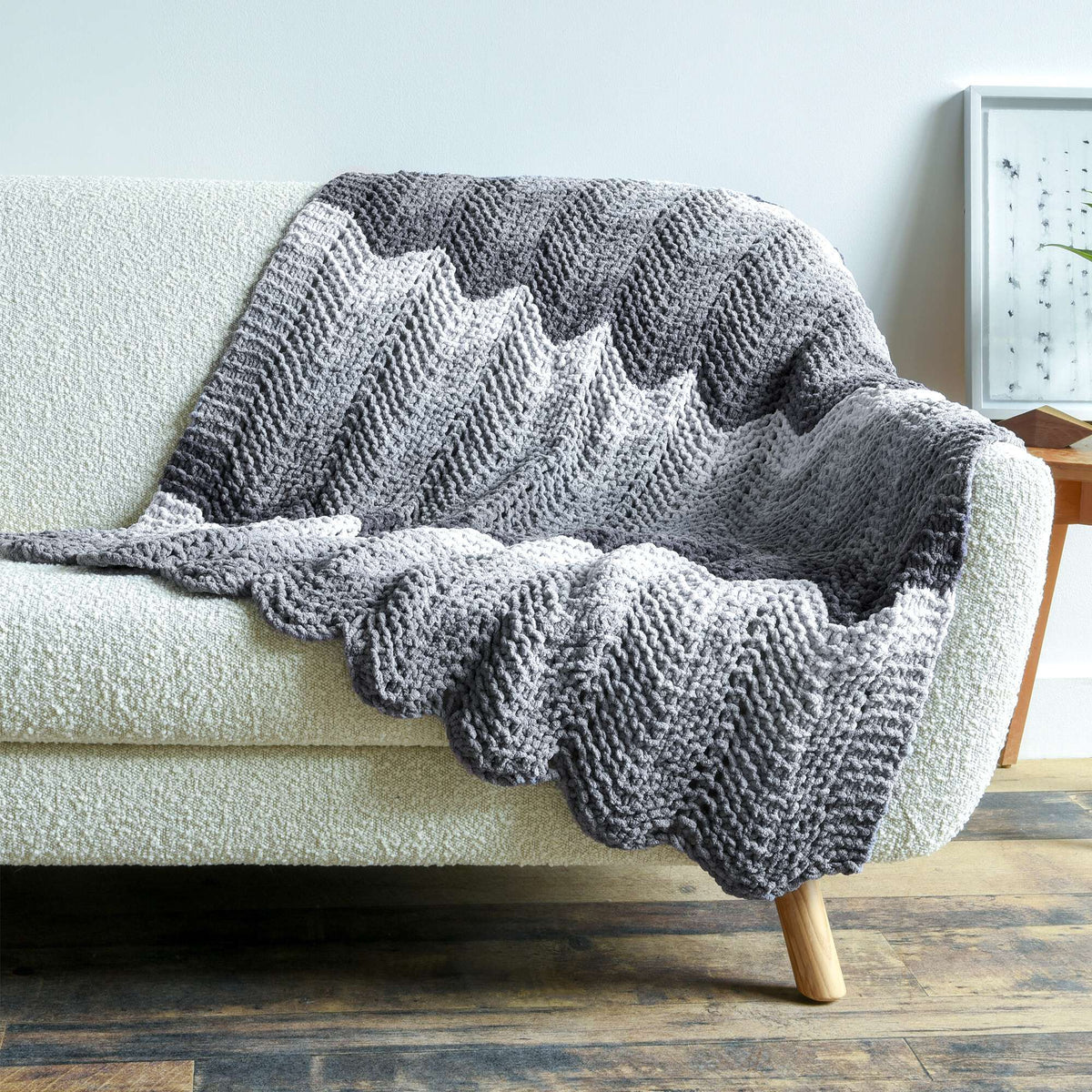 Knit Blanket made in Bernat Blanket yarn