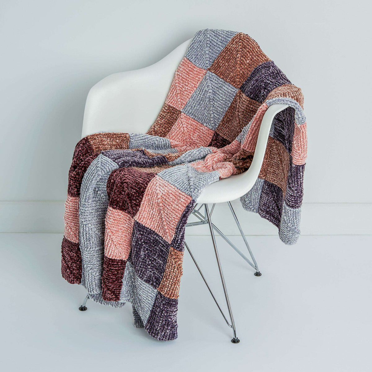 Knit Blanket made in Bernat Velvet yarn