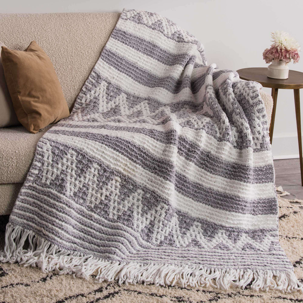 Knit Blanket made in Bernat Blanket Sparkle yarn