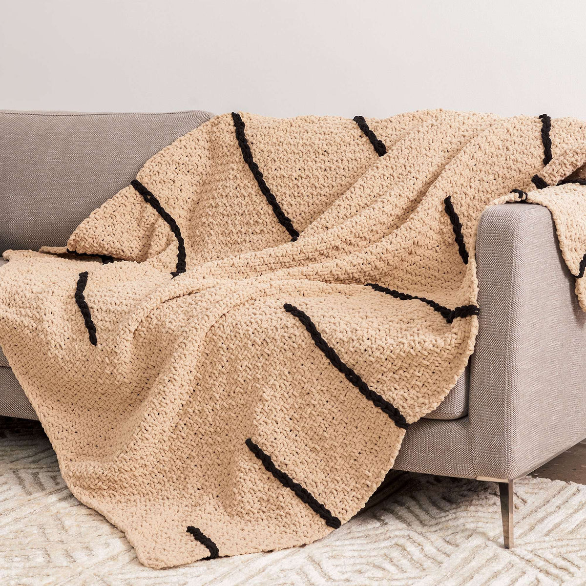 Knit Blanket made in Bernat Blanket yarn