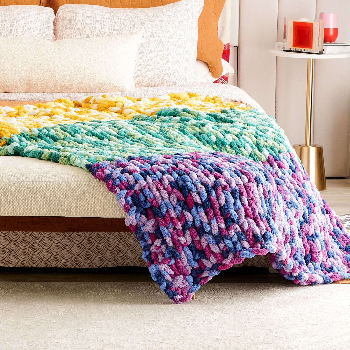 Knit Blanket made in Bernat Blanket Extra Thick yarn