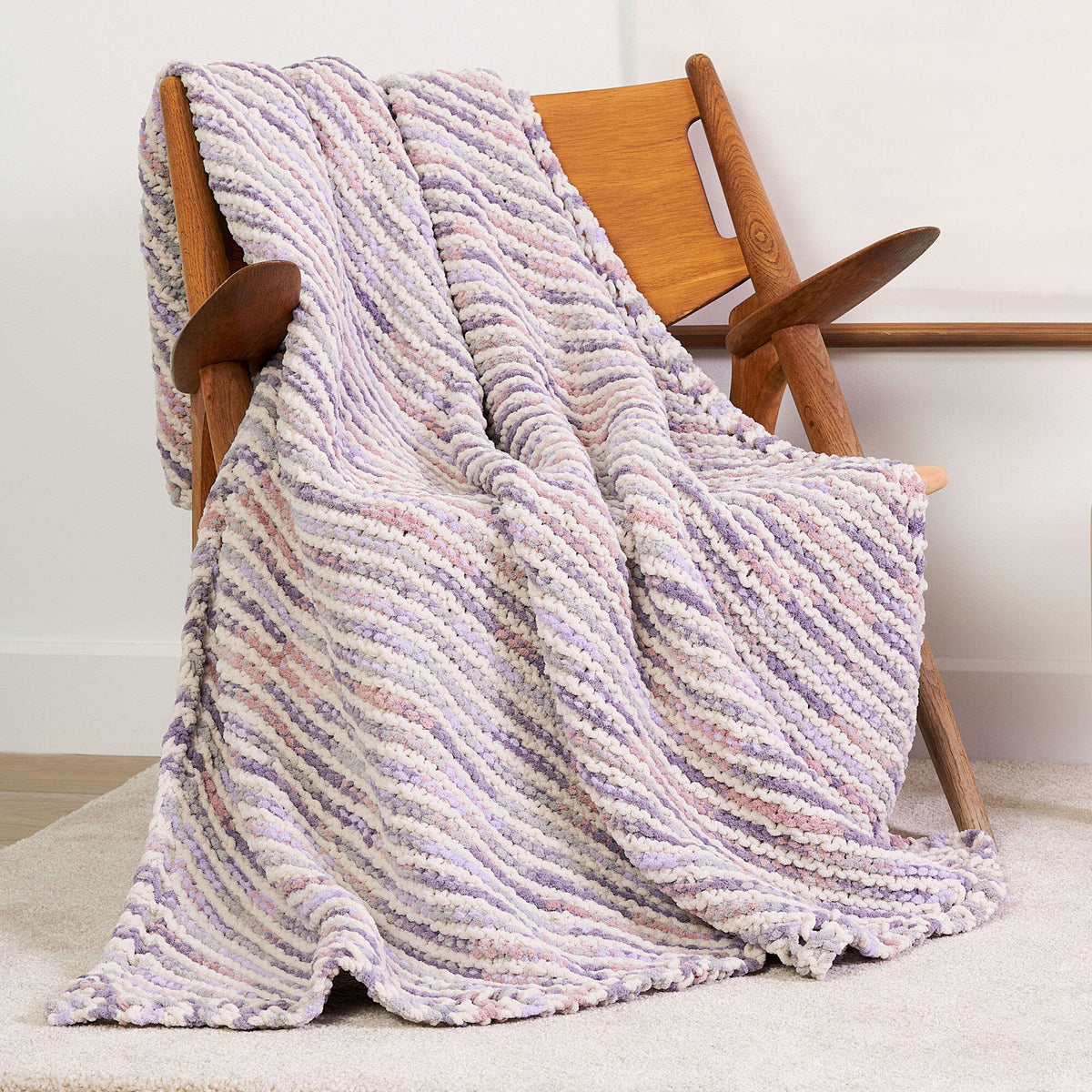 Knit Blanket made in Bernat Blanket yarn