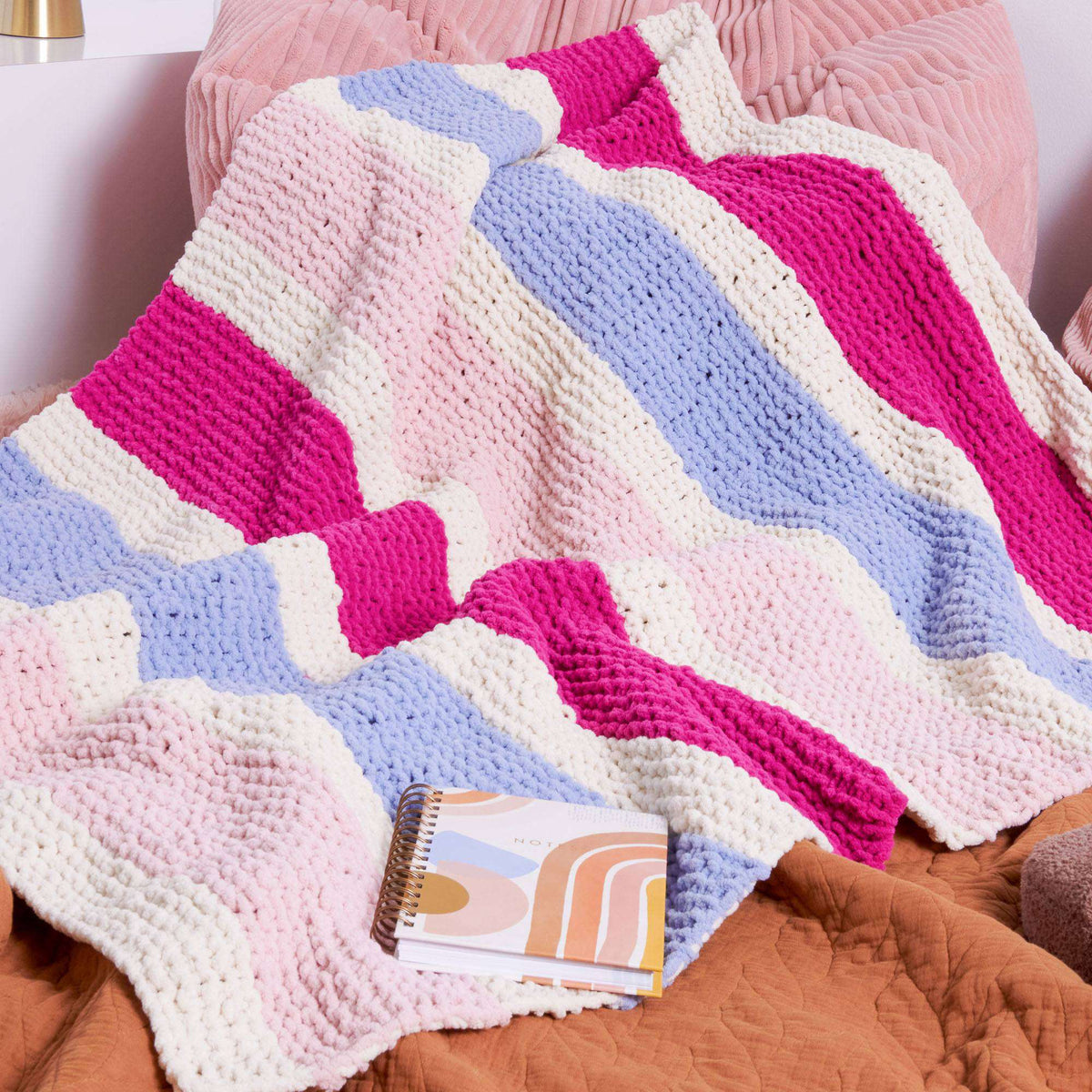 Knit Blanket made in Bernat Blanket yarn