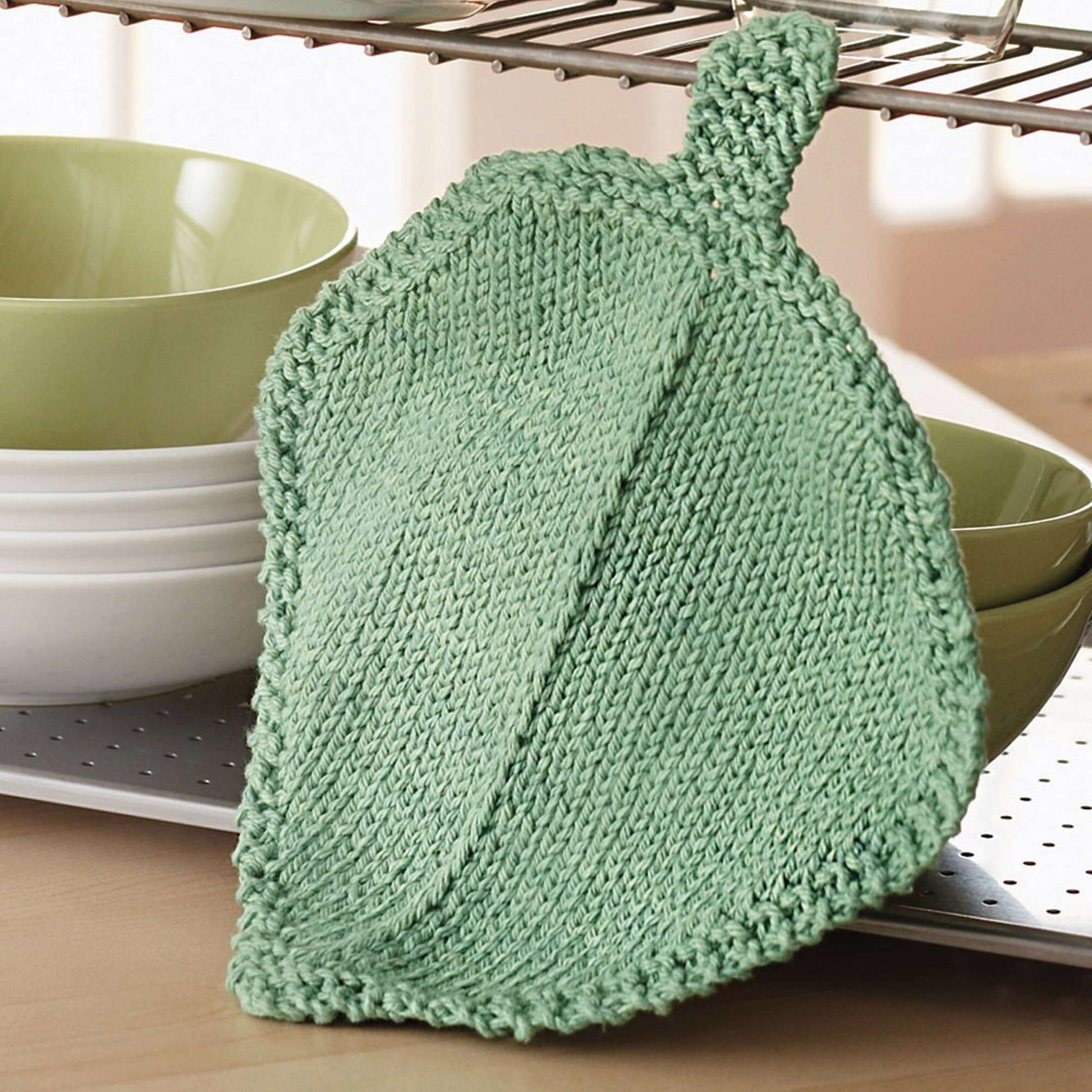 Free Bernat Garden Leaf Dishcloth Knit Pattern