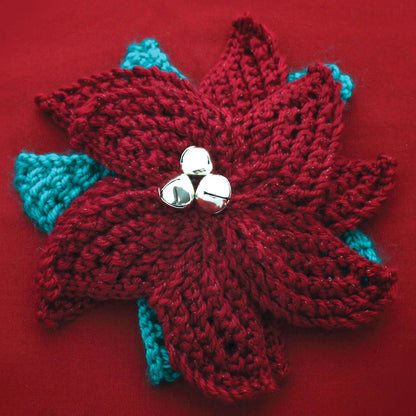 Bernat Poinsettia Gift Topper Knit Knit Holiday made in Bernat Satin yarn