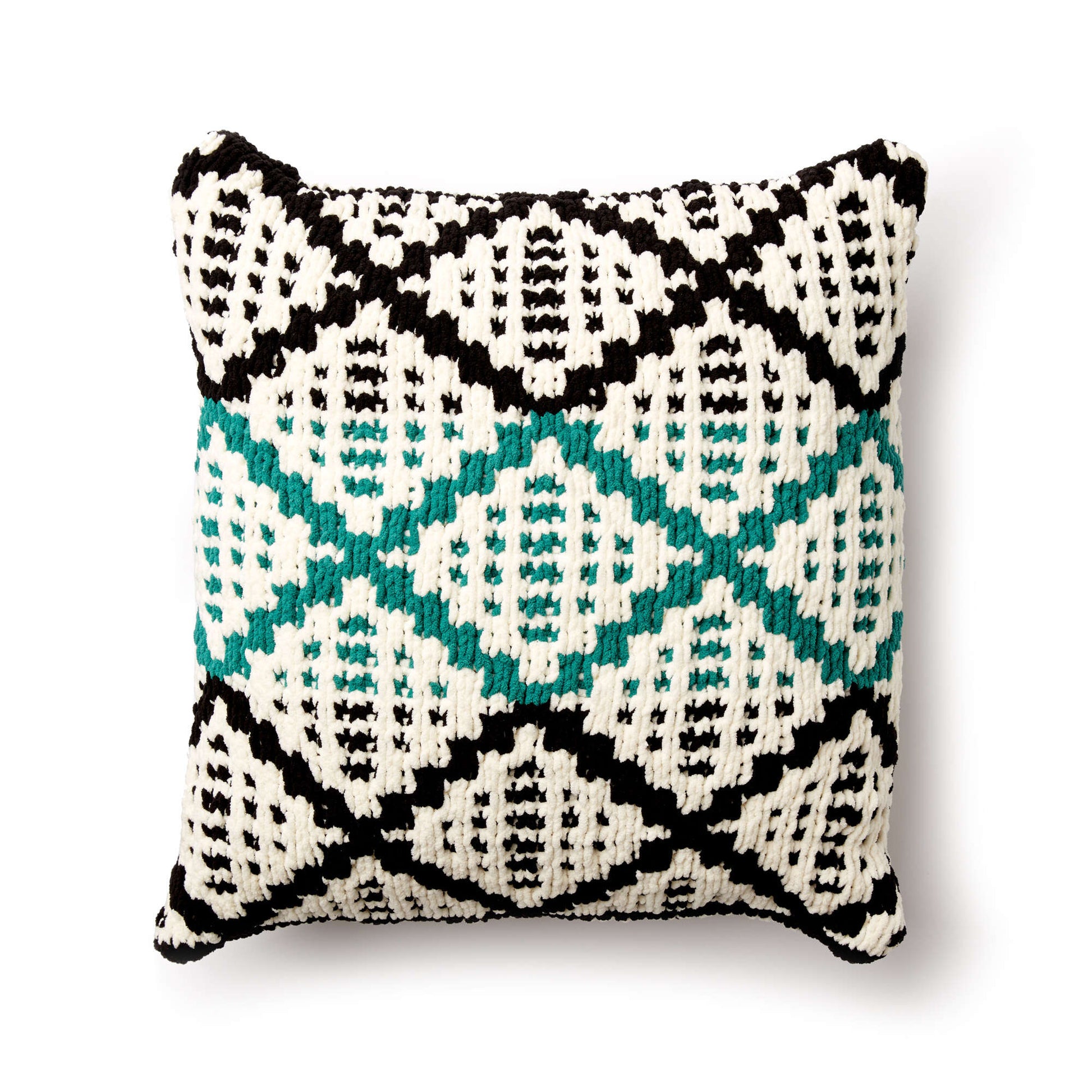 Free Bernat Knit Diamond Mosaic Cushion Cover Pattern
