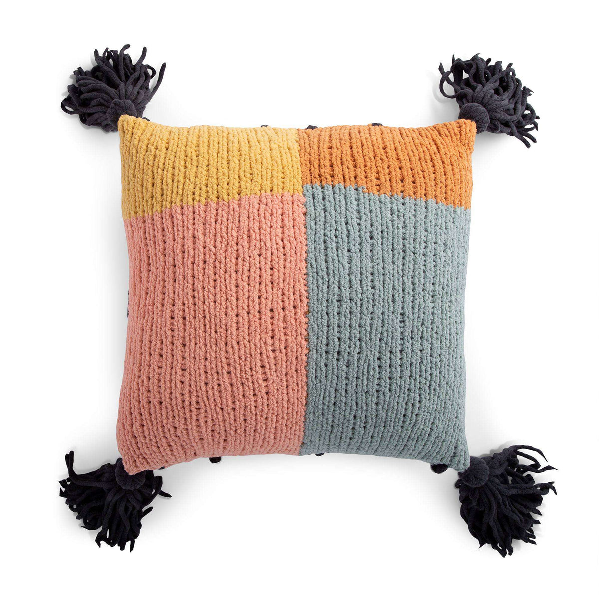 Knit Pillow made in Bernat Blanket O'Go yarn