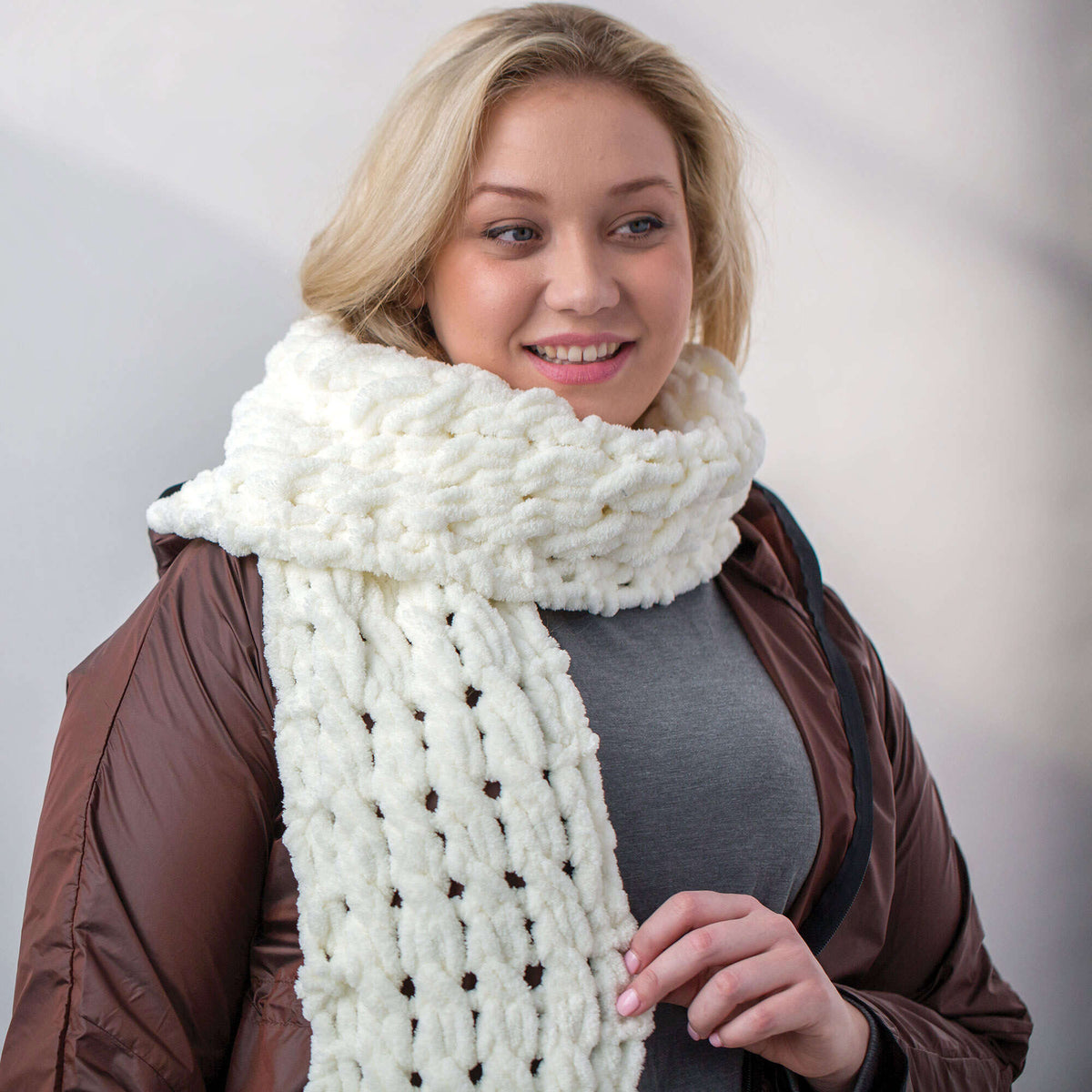 Craft Scarf made in Bernat Blanket-EZ yarn