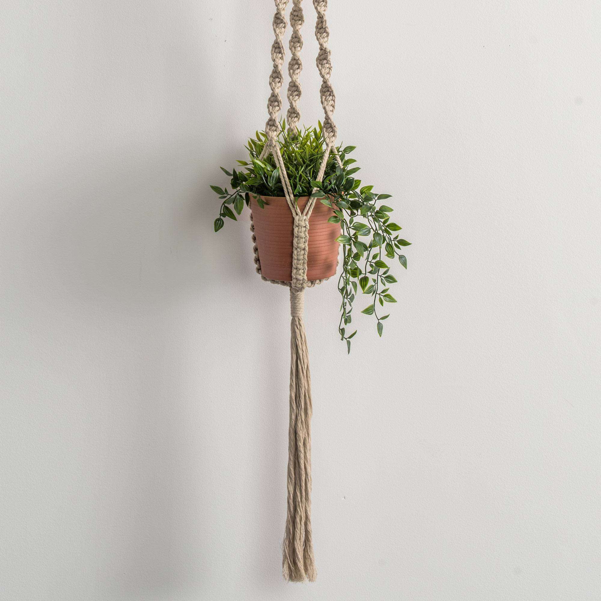 simple yarn plant hanger Free Easy Bernat Macrame Simple Spiral Plant Hanger Craft Pattern