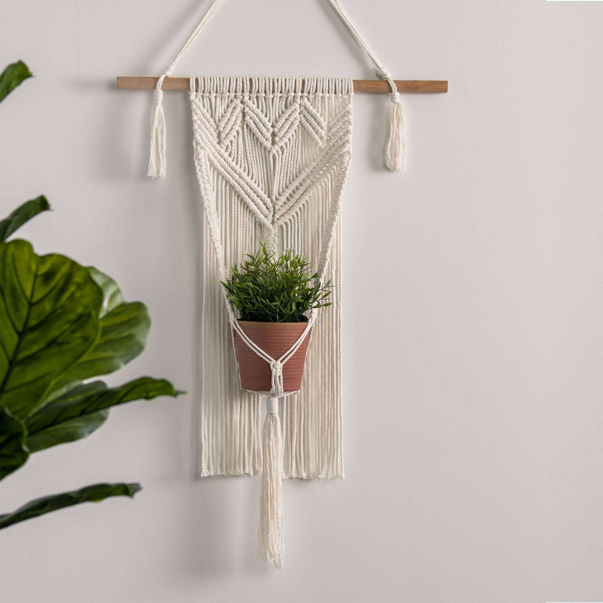 hanging macrame plant Free Easy Bernat Macrame Wall Hanging Planter Craft Pattern
