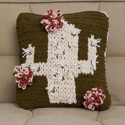 Bernat Craft EZ Graph It Pompom Cactus Pillow Craft Pillow made in Bernat Alize Blanket EZ Graph-it yarn