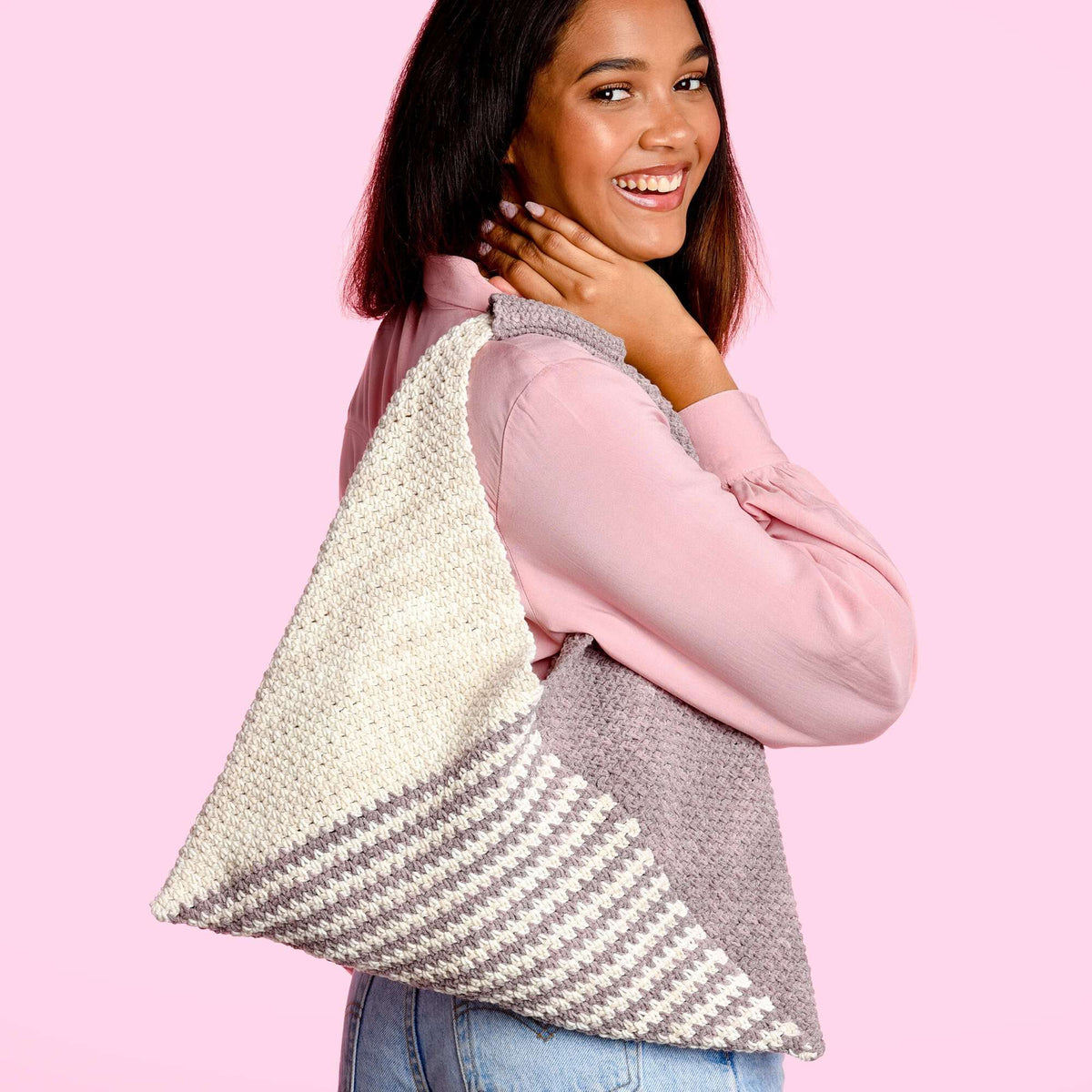 Crochet Bag made in Caron Cotton Angel Cakes yarn