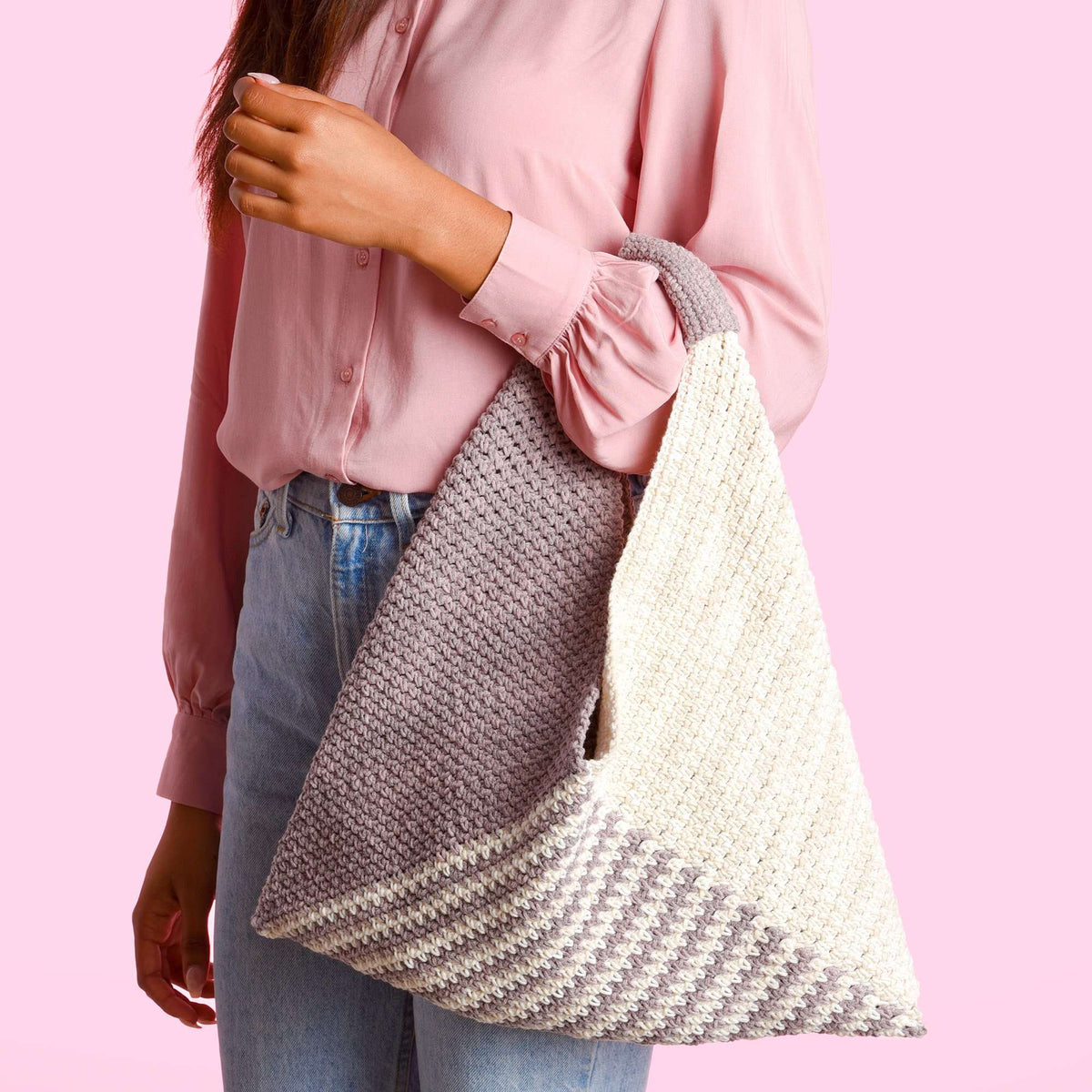 Crochet Bag made in Caron Cotton Angel Cakes yarn