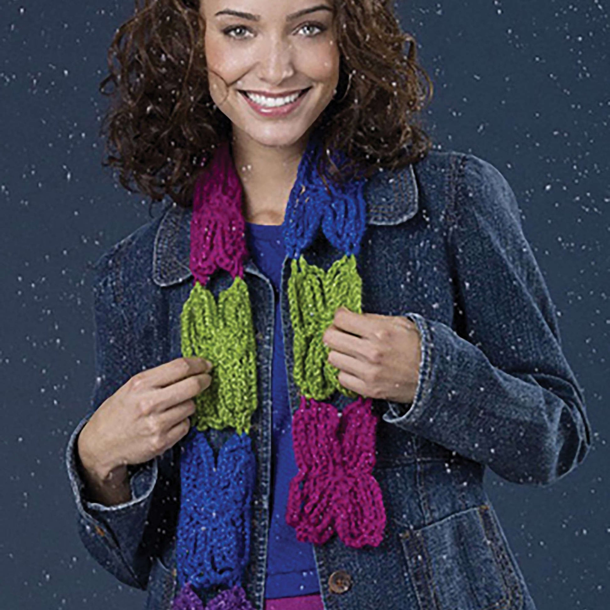 Free Caron Flower Power Scarf Crochet Pattern