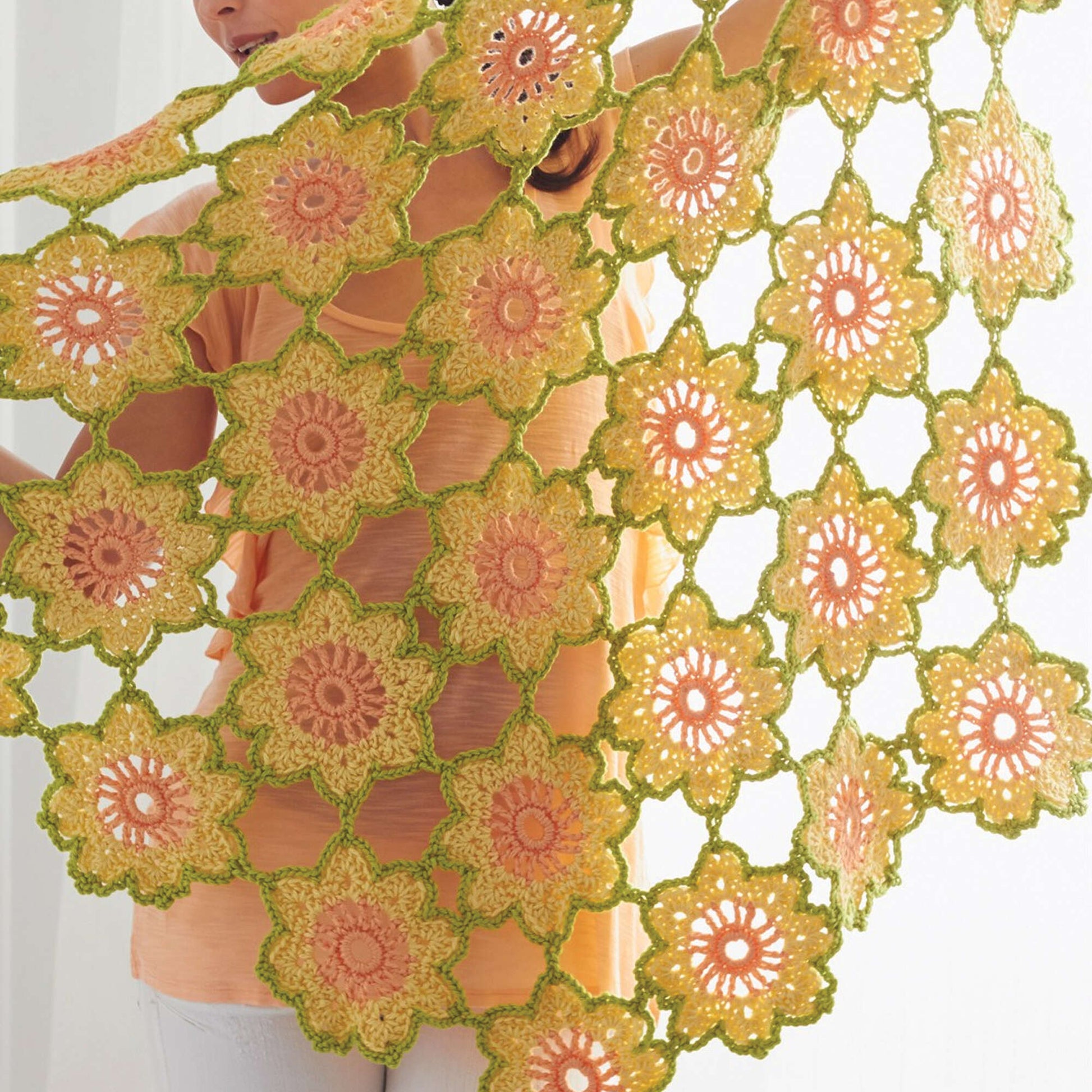 Free Caron Garden Flowers Shawl Crochet Pattern