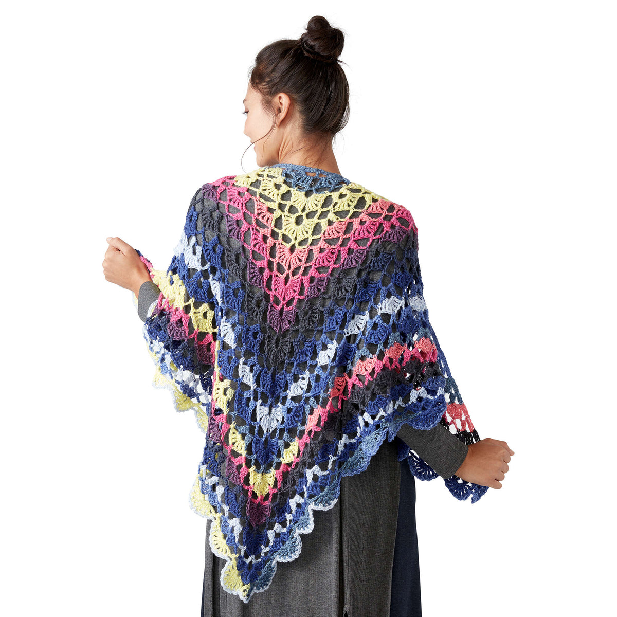 Crochet Shawl made in Caron Blossom Cakes Yarn