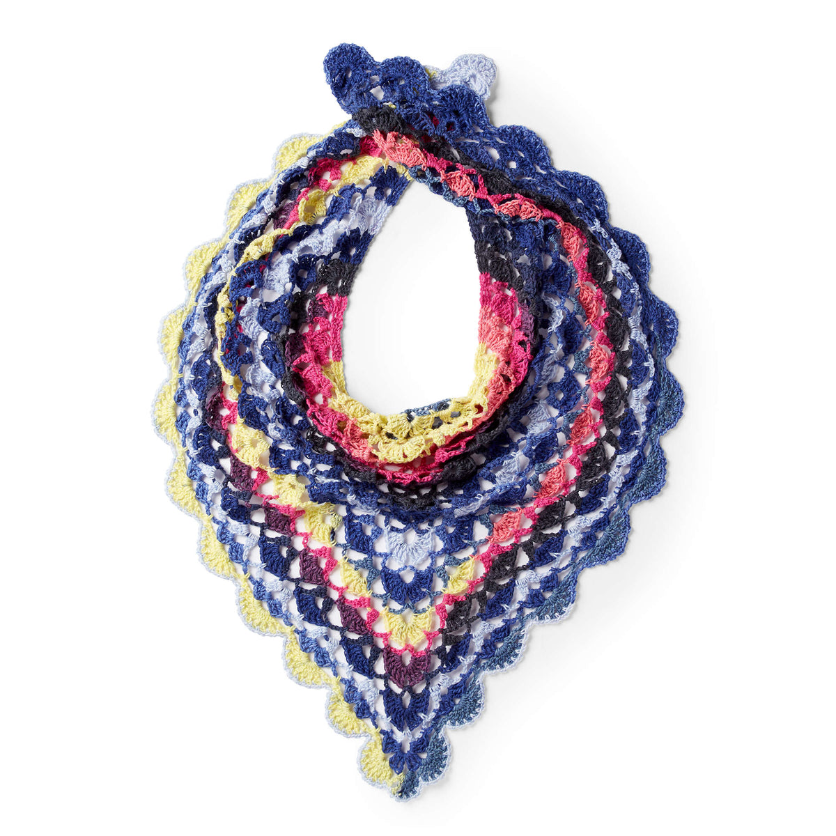 Crochet Shawl made in Caron Blossom Cakes Yarn