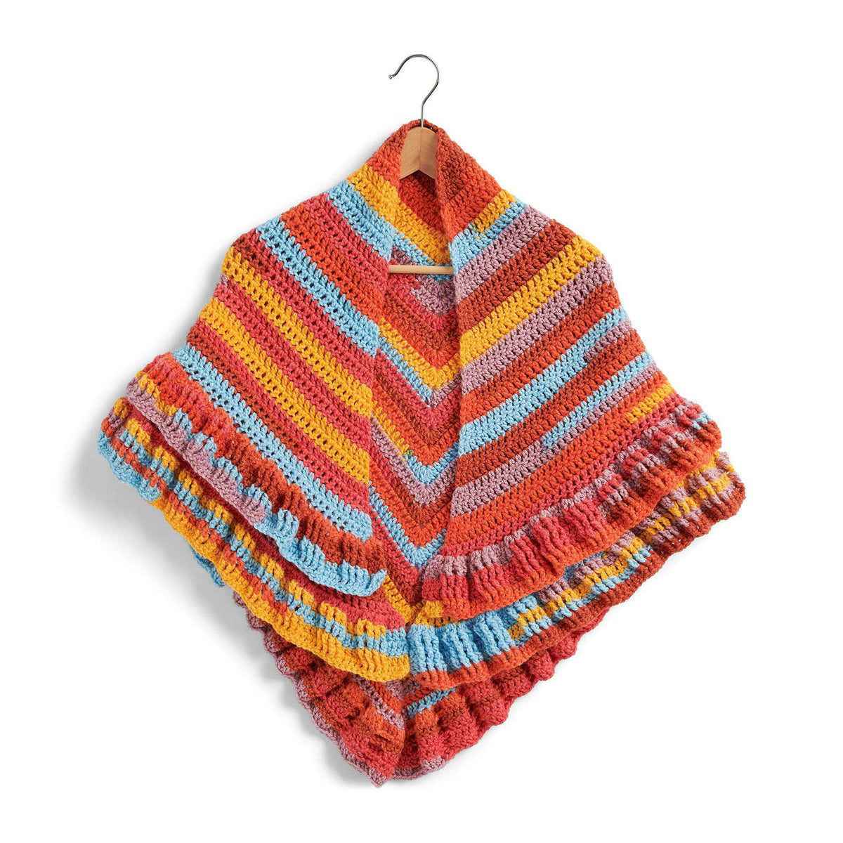 Crochet Shawl made in Caron Cinnamon Swirl yarn