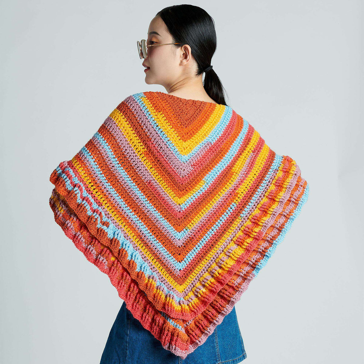 Crochet Shawl made in Caron Cinnamon Swirl yarn