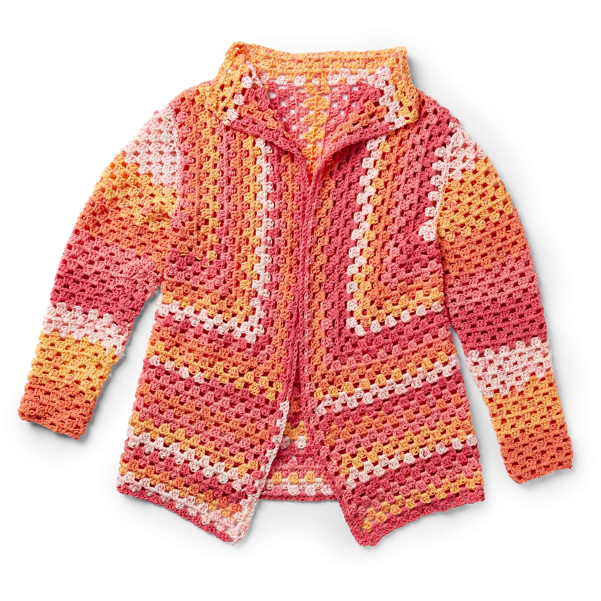 Free Caron Directional Granny Crochet Cardigan Pattern