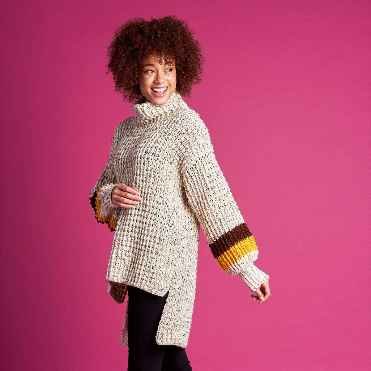 Crochet Sweater made in Caron Simply Soft Tweeds yarn
