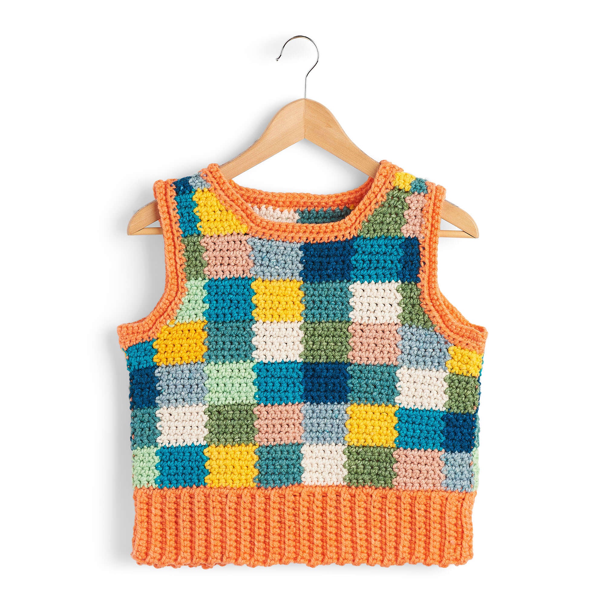 Caron Color Block Party Crochet Vest Pattern