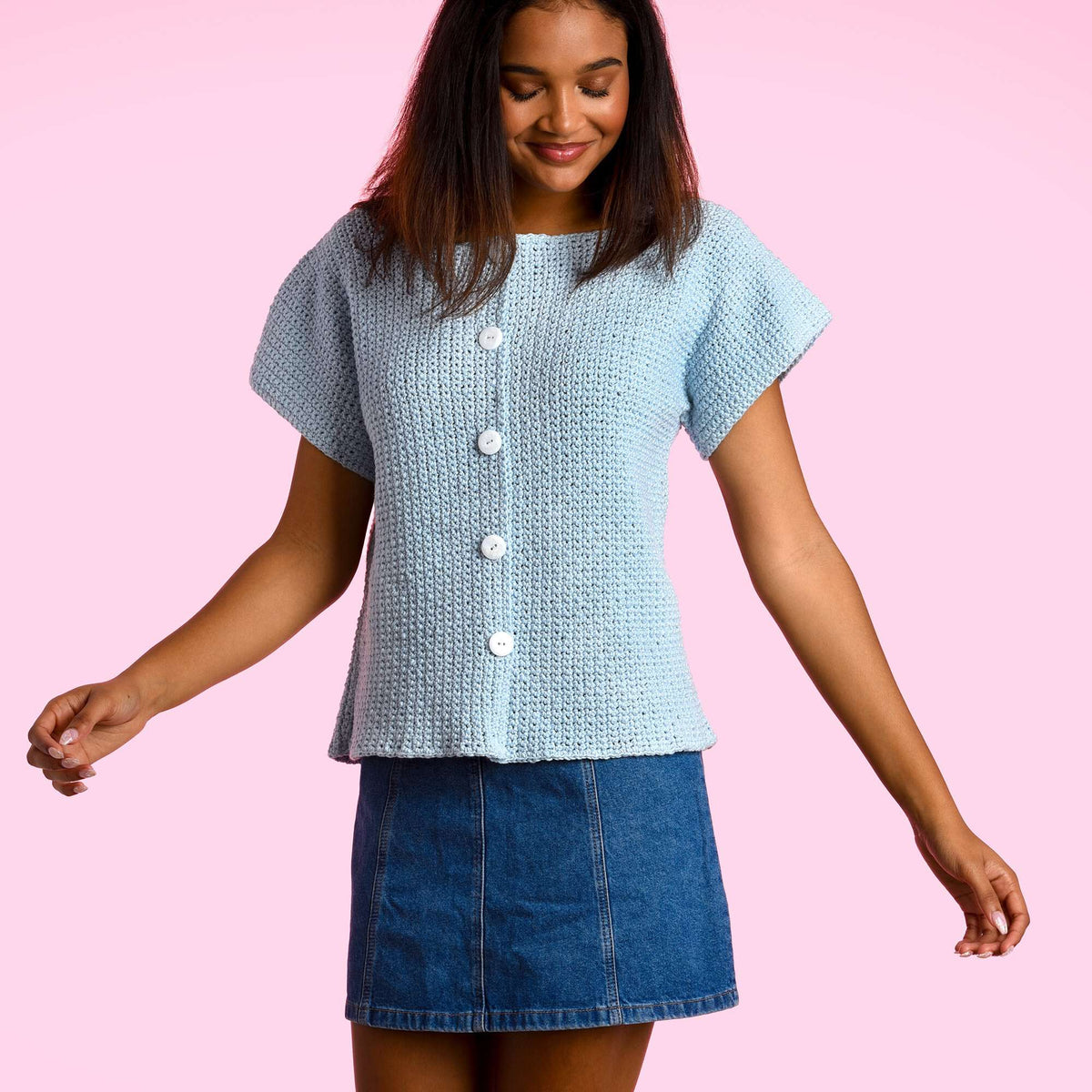 Crochet Top made in Caron Cotton Ripple Cakes yarn