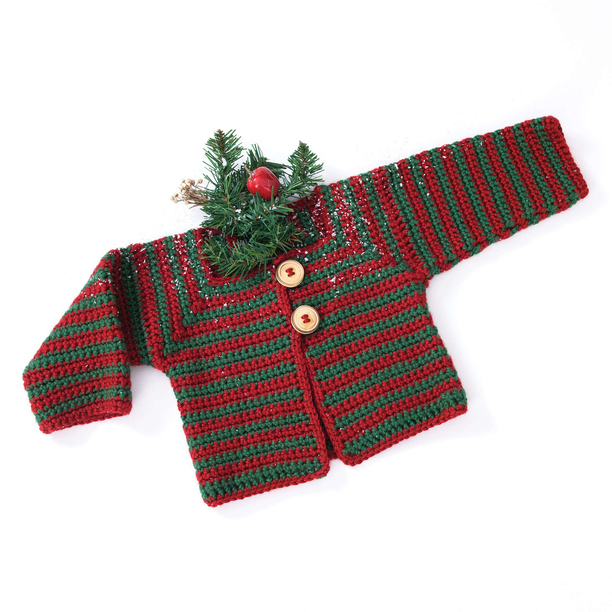 Free Caron Mitered Striped Baby Sweater Crochet Pattern