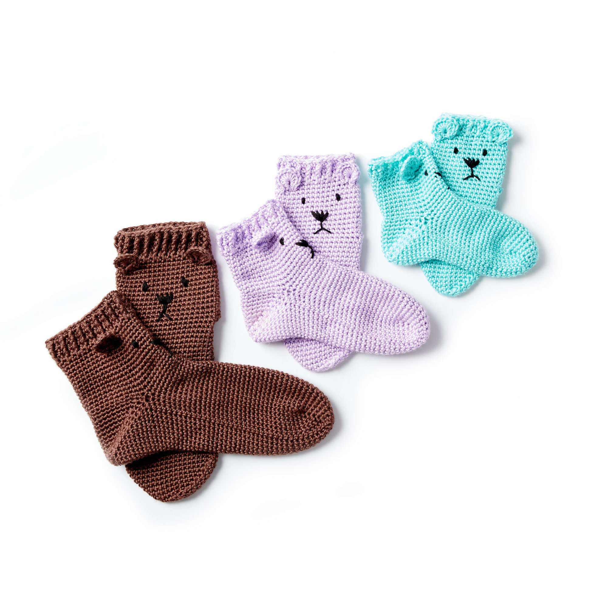Free Caron Crochet Bear Feet Slipper Socks Pattern