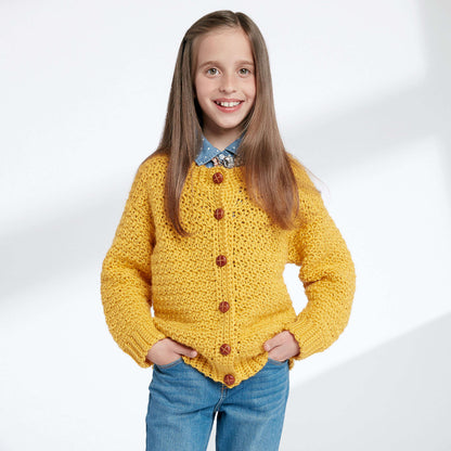 Caron Child's Crochet Crew Neck Cardigan Size 6