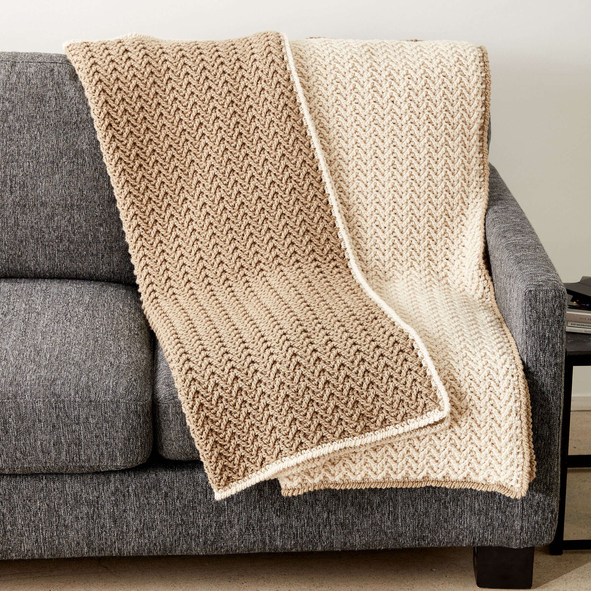 Free Caron Crochet Texture Lap Blanket Pattern