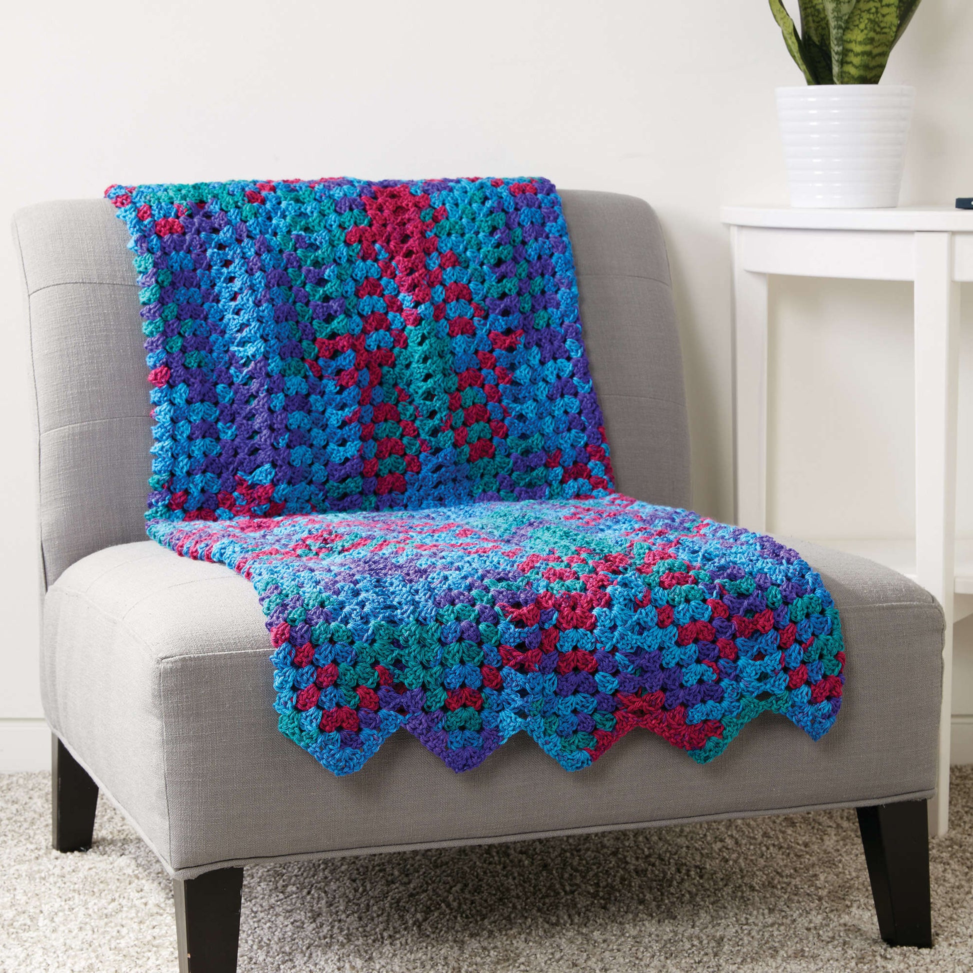 Free Caron Granny Stitch Chevron Crochet Blanket Pattern