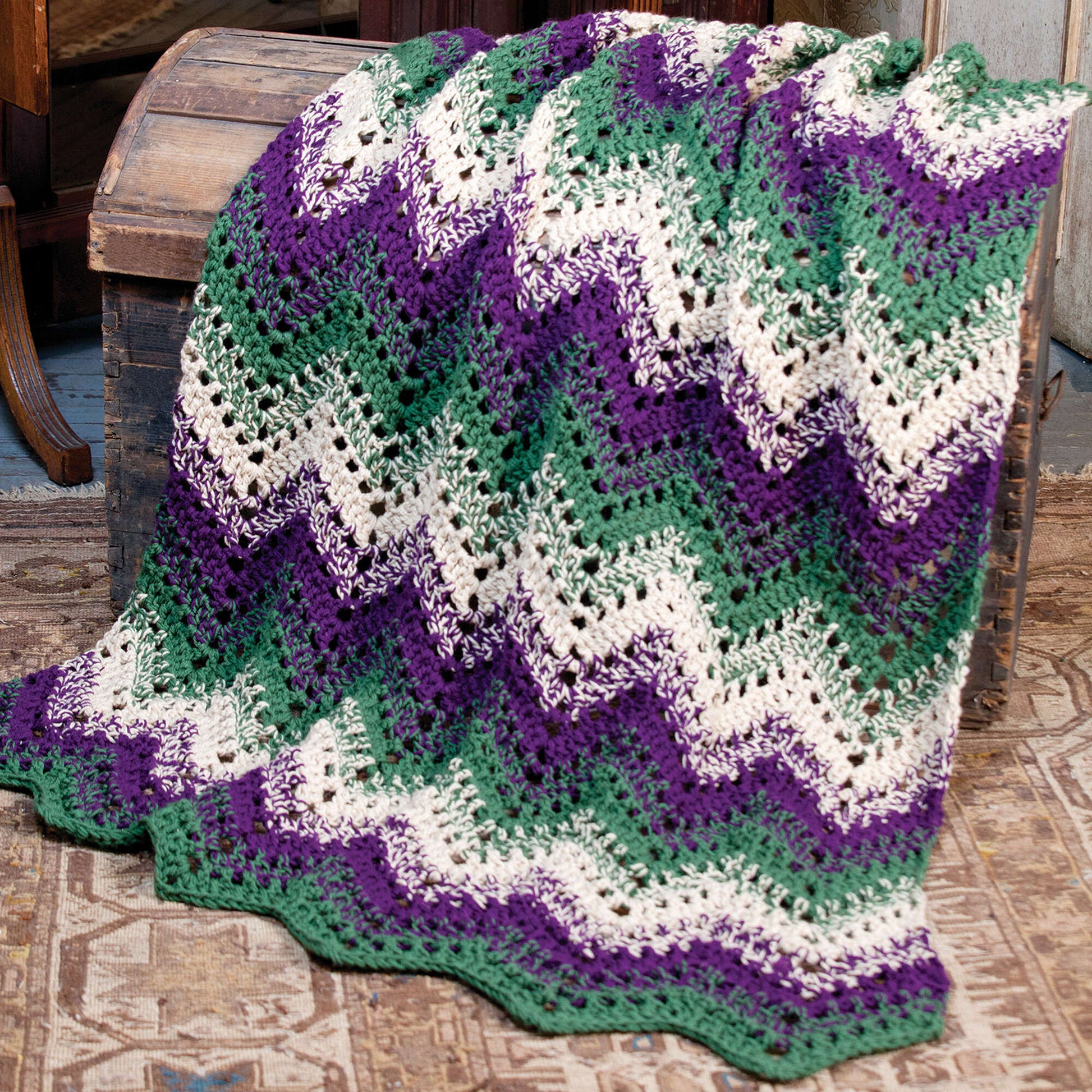Free Caron Woodland Waves Throw Crochet Pattern
