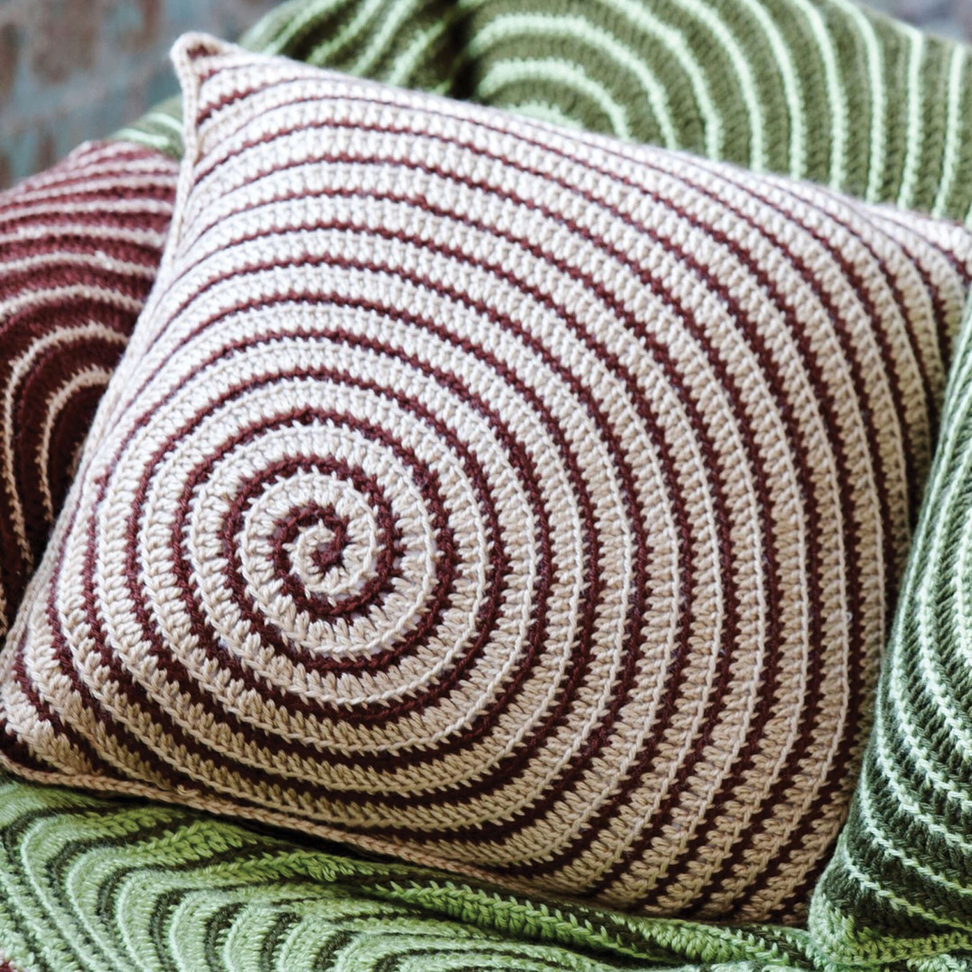 Free Caron Vortex Afghan & Pillows Crochet Pattern