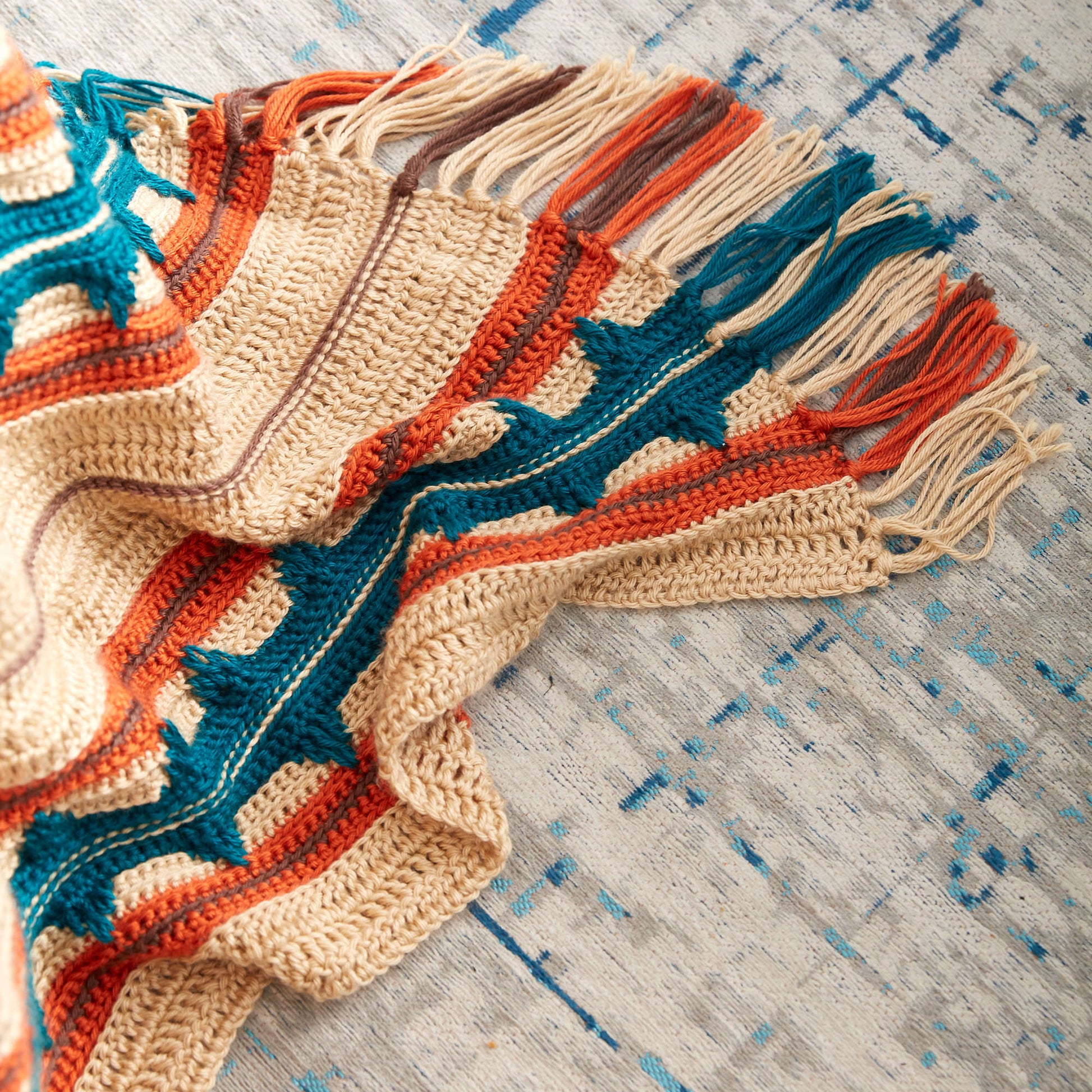 Free Caron Southwest Stripe Crochet Blanket Pattern