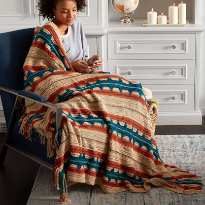 Caron Southwest Stripe Crochet Blanket Single Size