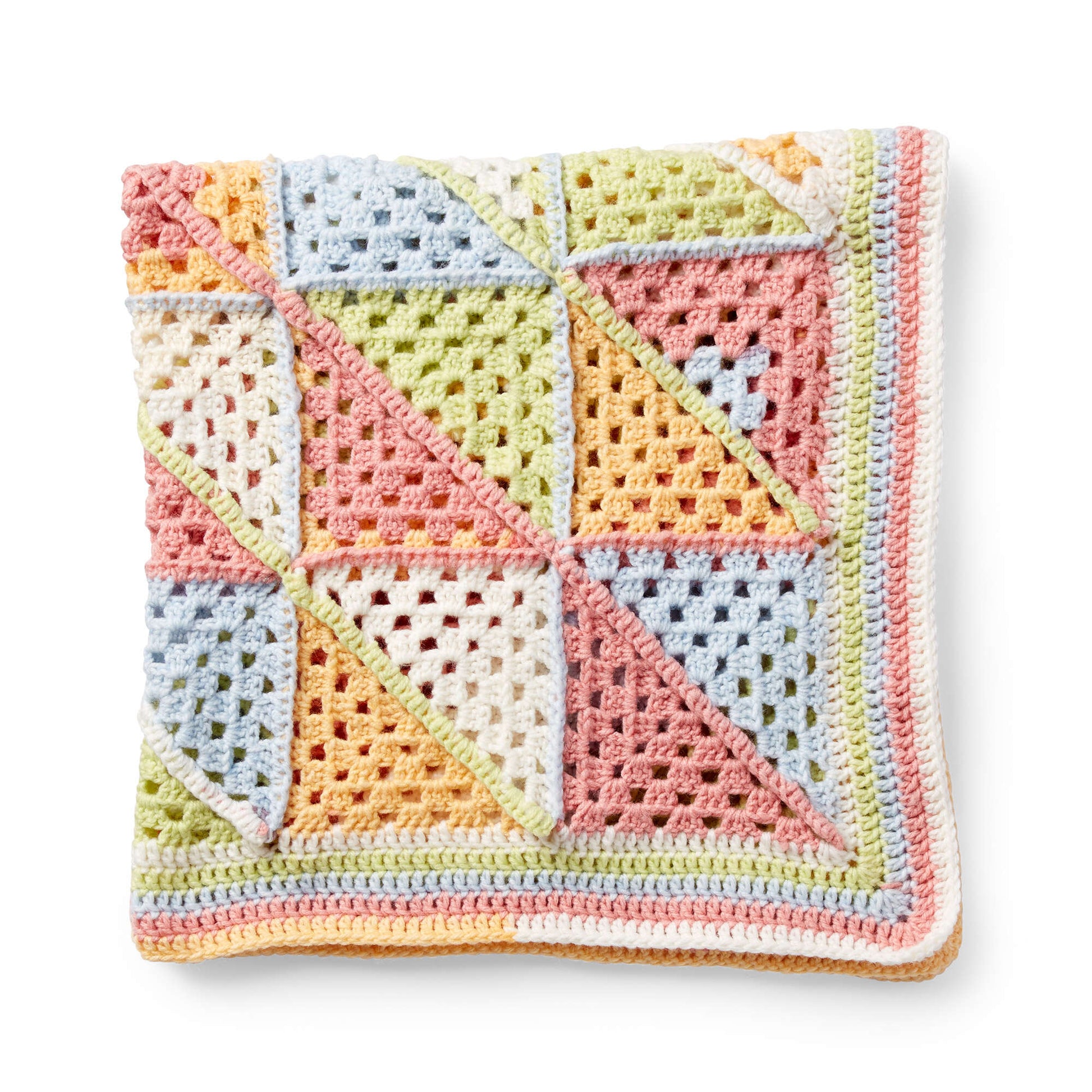 Free Caron Granny Triangle Patchwork Crochet Blanket Pattern
