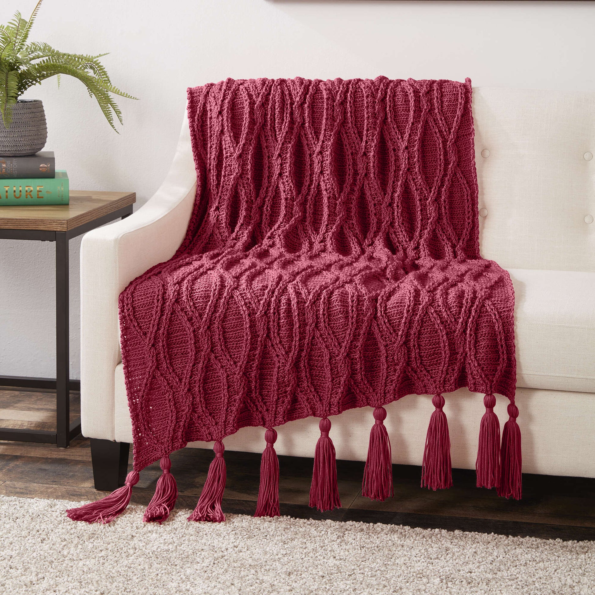 Free Caron Crochet Cables Blanket Pattern