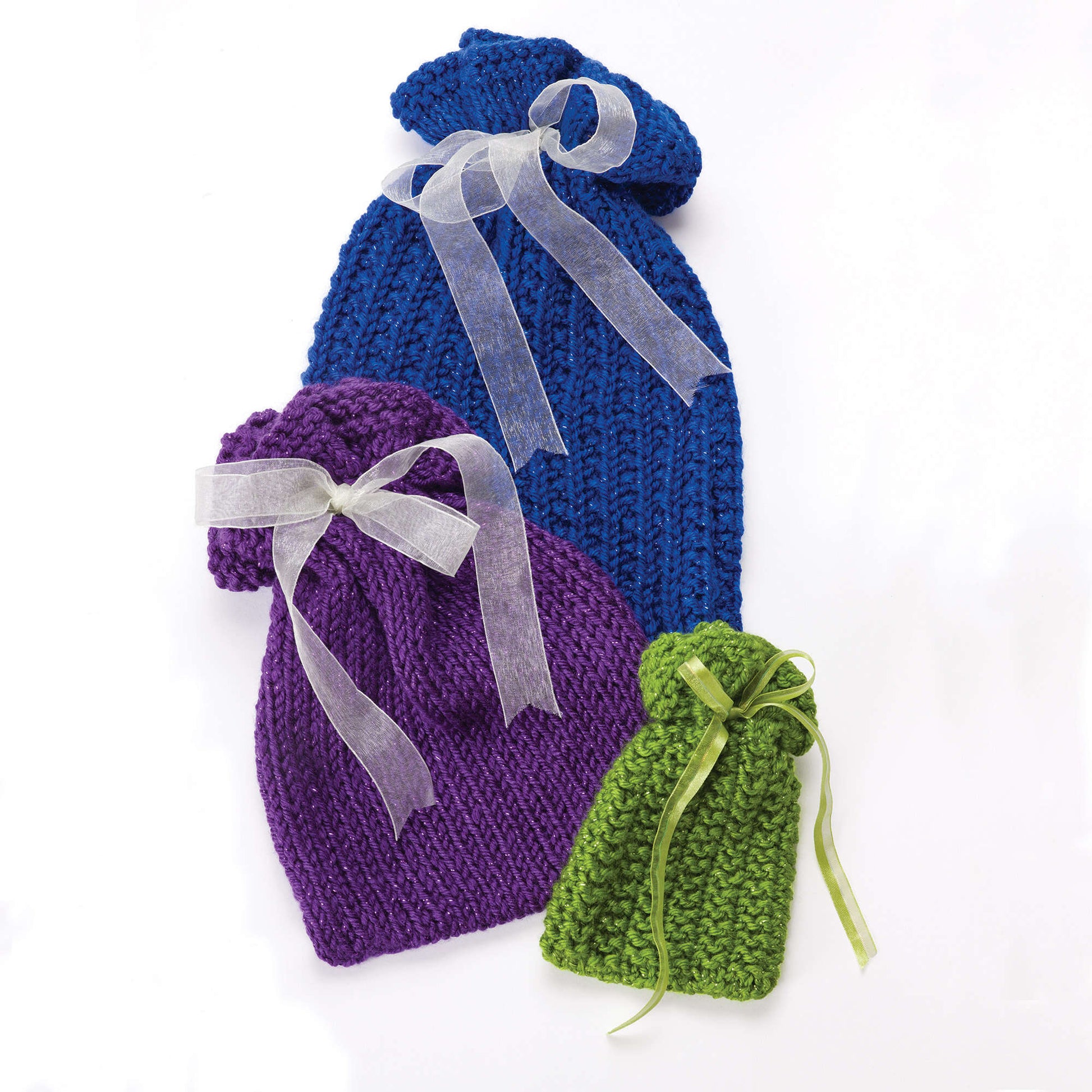Free Caron Knit Gift Bags Pattern