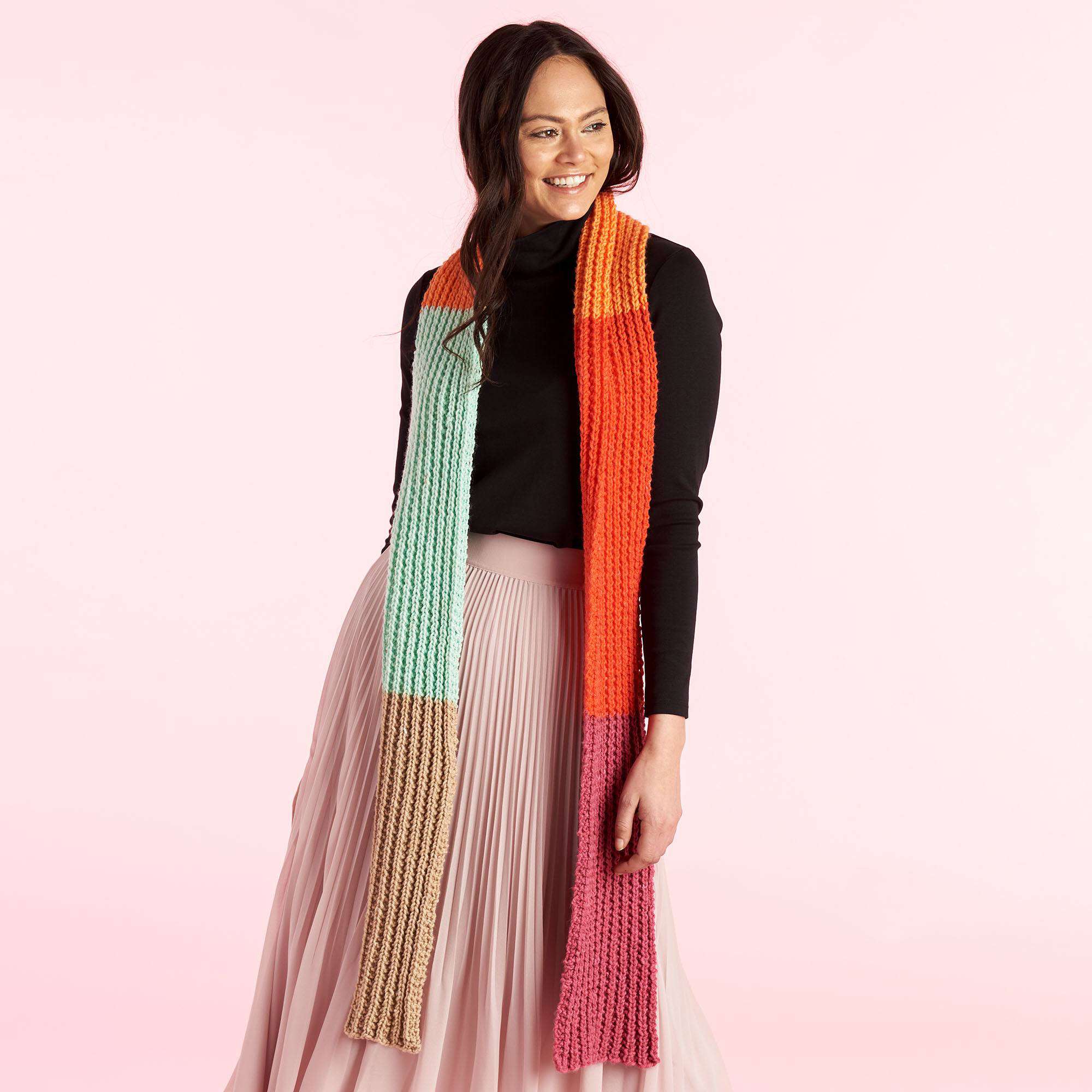 Free Beginner Caron O'Go With The Flow Knit Scarf Knit Pattern