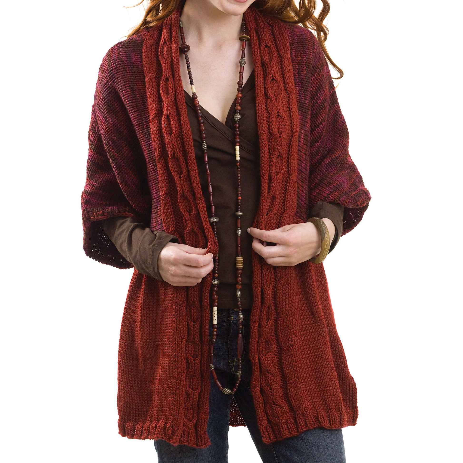 Free Caron Cable Front Knit Cardigan Pattern