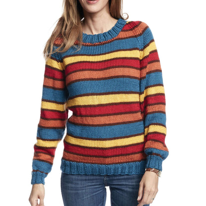 Caron Adult Knit Crew Neck Striped Pullover XL