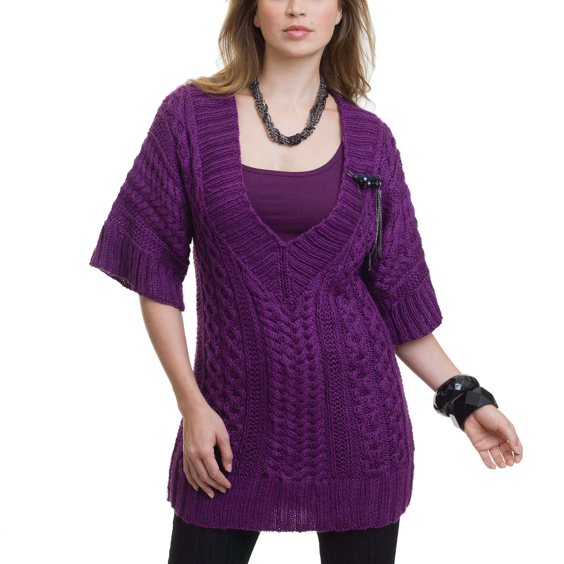 Free Caron Cabled Tunic Knit Pattern