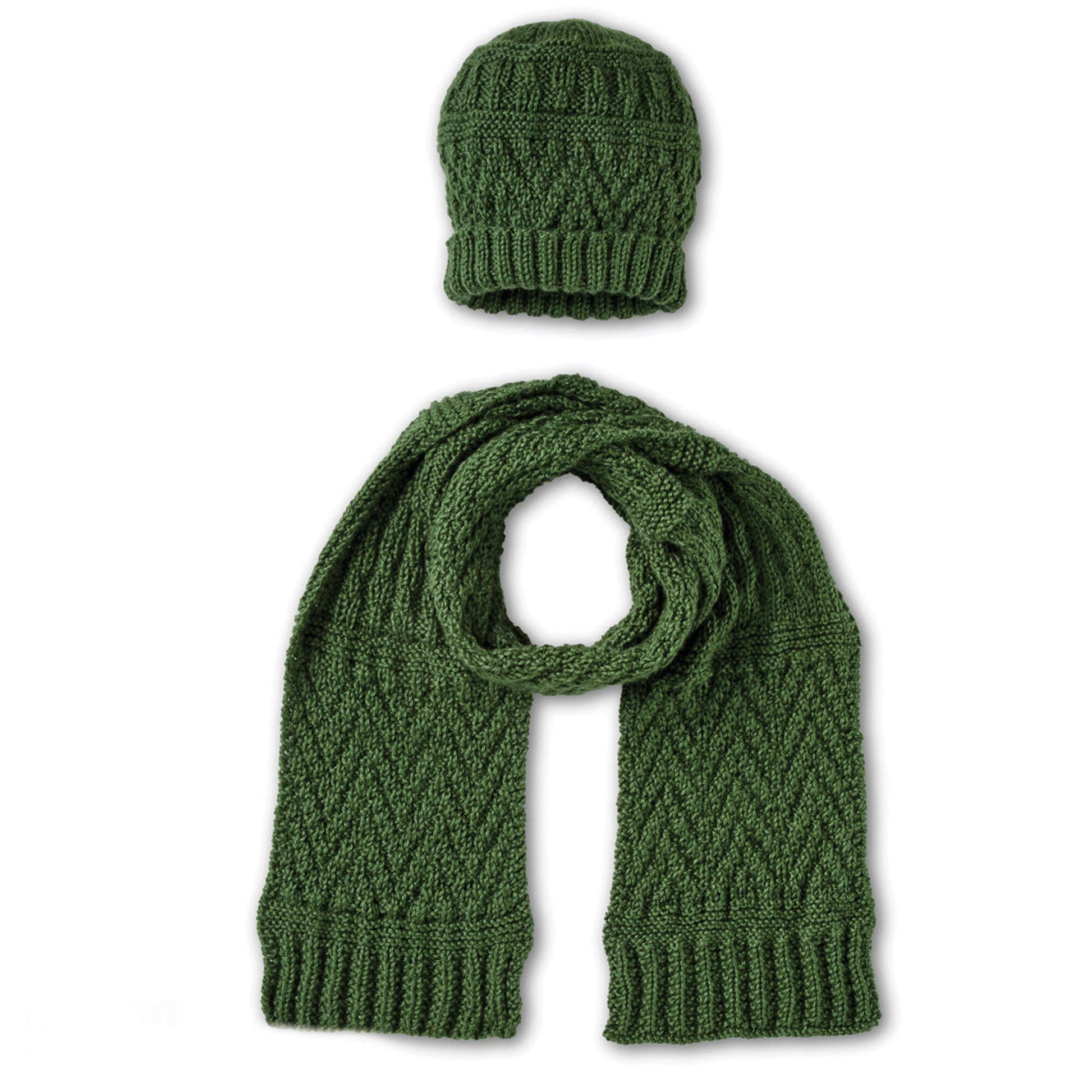 Free Caron Guernsey Textures Knit Hat And Scarf Pattern