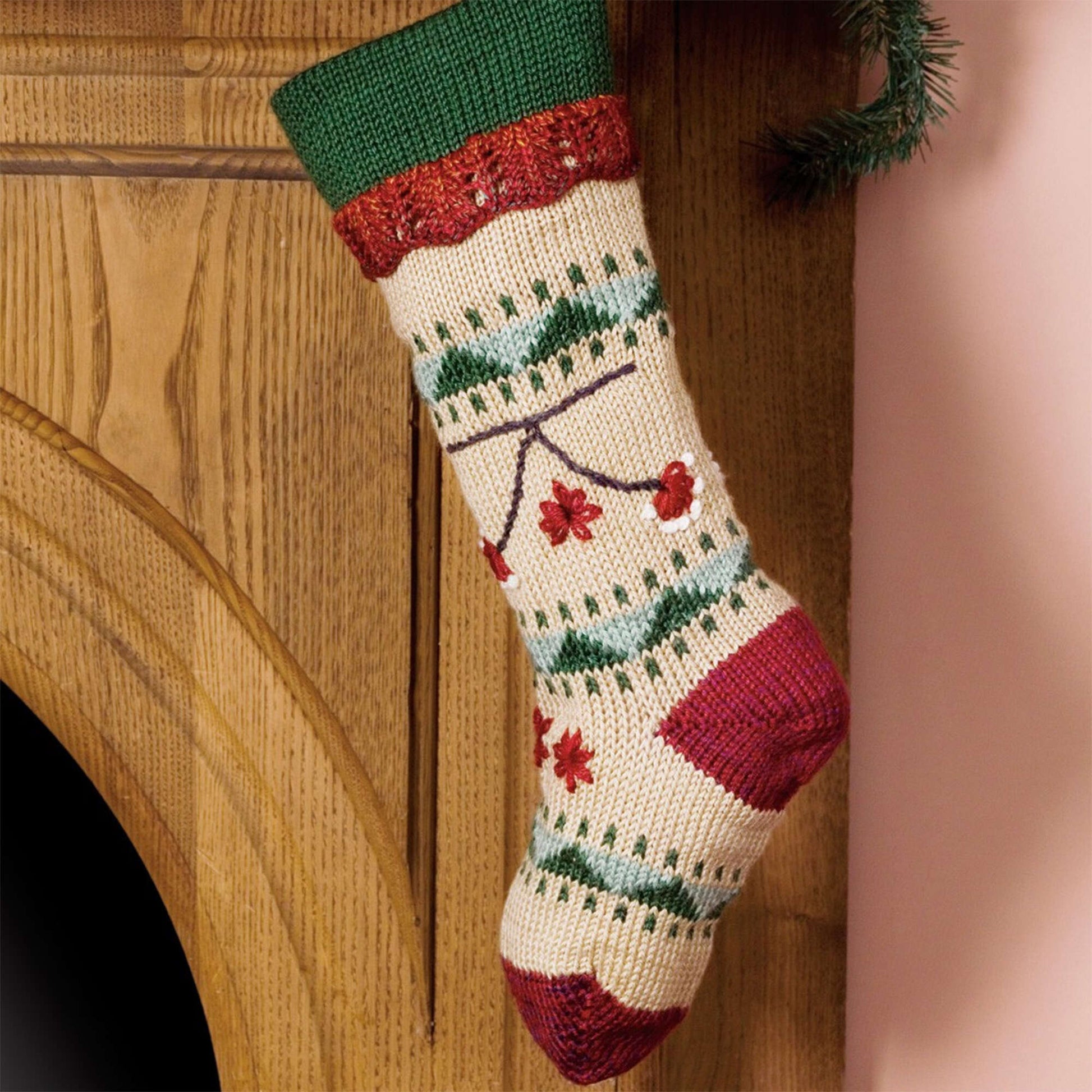 Free Caron Folkways Christmas Stocking Knit Pattern